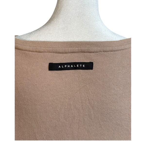 Alphalete Sweatshirt Women L‎ Beige Athletic Gym Distressed Comfy Fitness Lounge - Picture 5 of 9